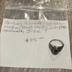 Sterling Silver Ring with Red Stone